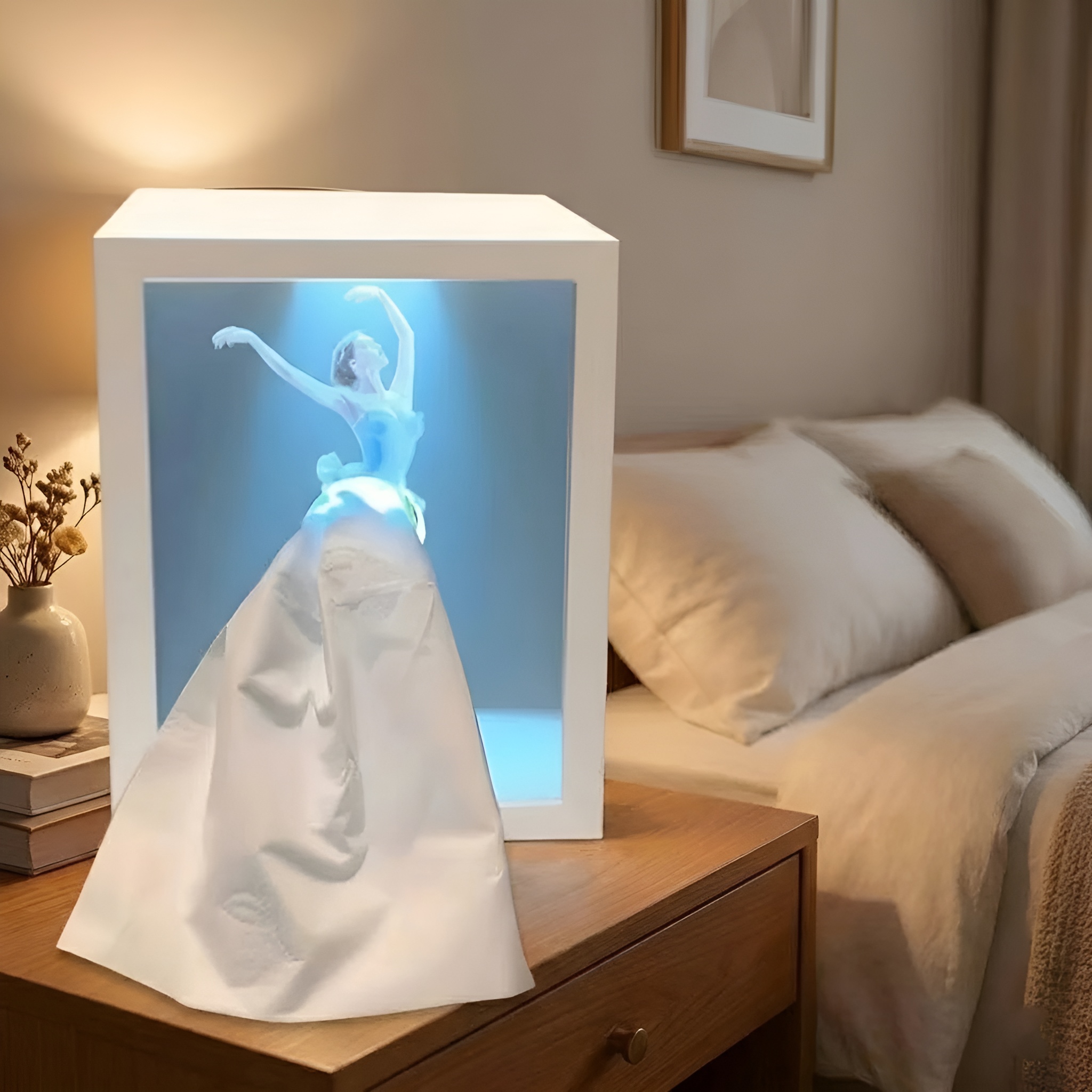 Ballet Girl Design Lighted Tissue Holder With Warm Lighting