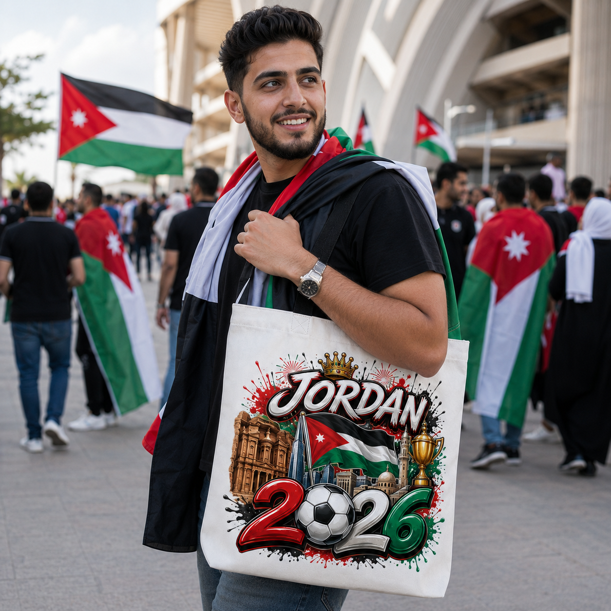 World Cup 2026 Jordan Graphic Printed Football Supporter Tote Bag
