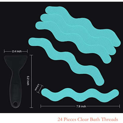 Patented Anti Slip Shower Stickers-Safety Bathtub Strips Adhesive Decals with Premium Scraper for  Bath Tub Shower Stairs Ladders Boats - Grafton Collection