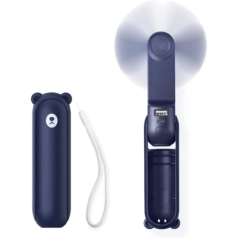 3 In 1 Handheld Fan, Mini Hand Fan, Portable Small Pocket Fan, Rechargeable Fan With Power Bank, Flashlight Feature - Grafton Collection