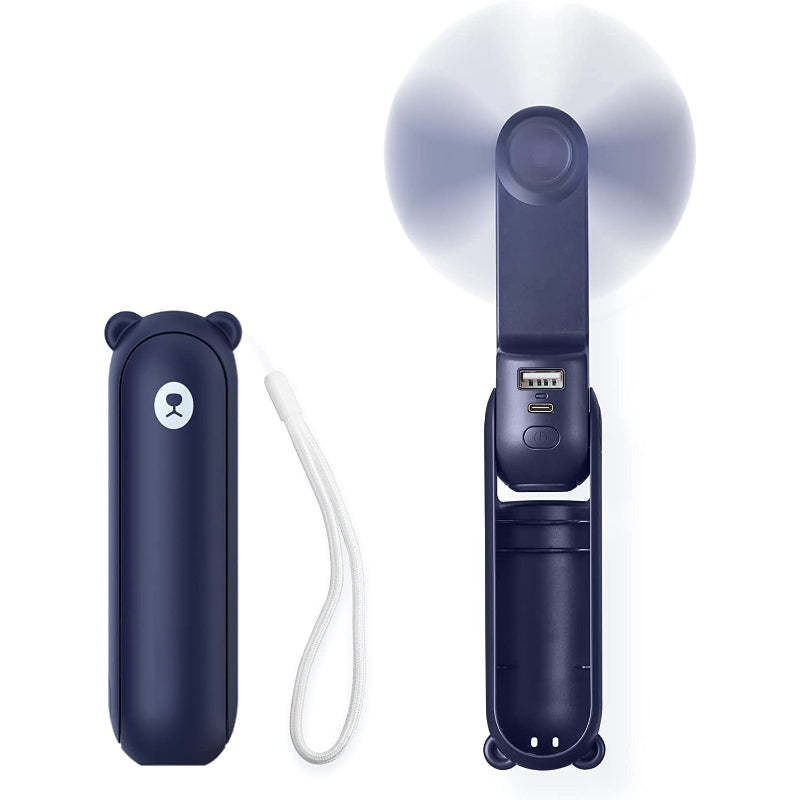 3 In 1 Handheld Fan, Mini Hand Fan, Portable Small Pocket Fan, Rechargeable Fan With Power Bank, Flashlight Feature - Grafton Collection