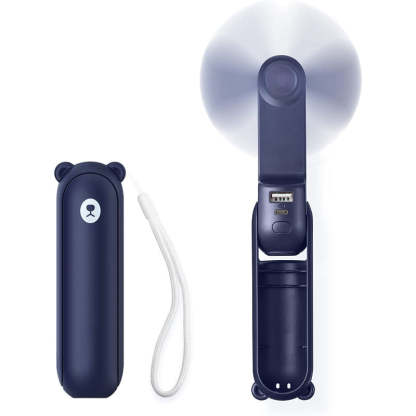 3 In 1 Handheld Fan, Mini Hand Fan, Portable Small Pocket Fan, Rechargeable Fan With Power Bank, Flashlight Feature - Grafton Collection