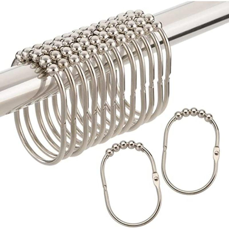 Oval Shaped Curtain Hooks Rings- Decorative Shower Curtain Hooks, Rust Proof Stainless Steel Shower Curtain Rings - Grafton Collection