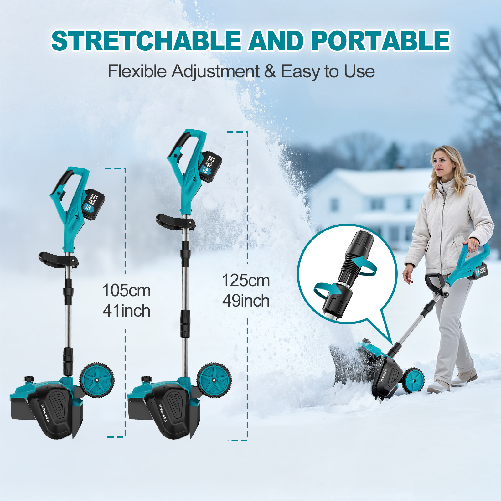 Fovendi 16.5-inch Cordless Snow Shovel Electric Snow Blower with Directional Plate, 4.5Ah Battery & Quick Charger Included for Driveway & Sidewalks