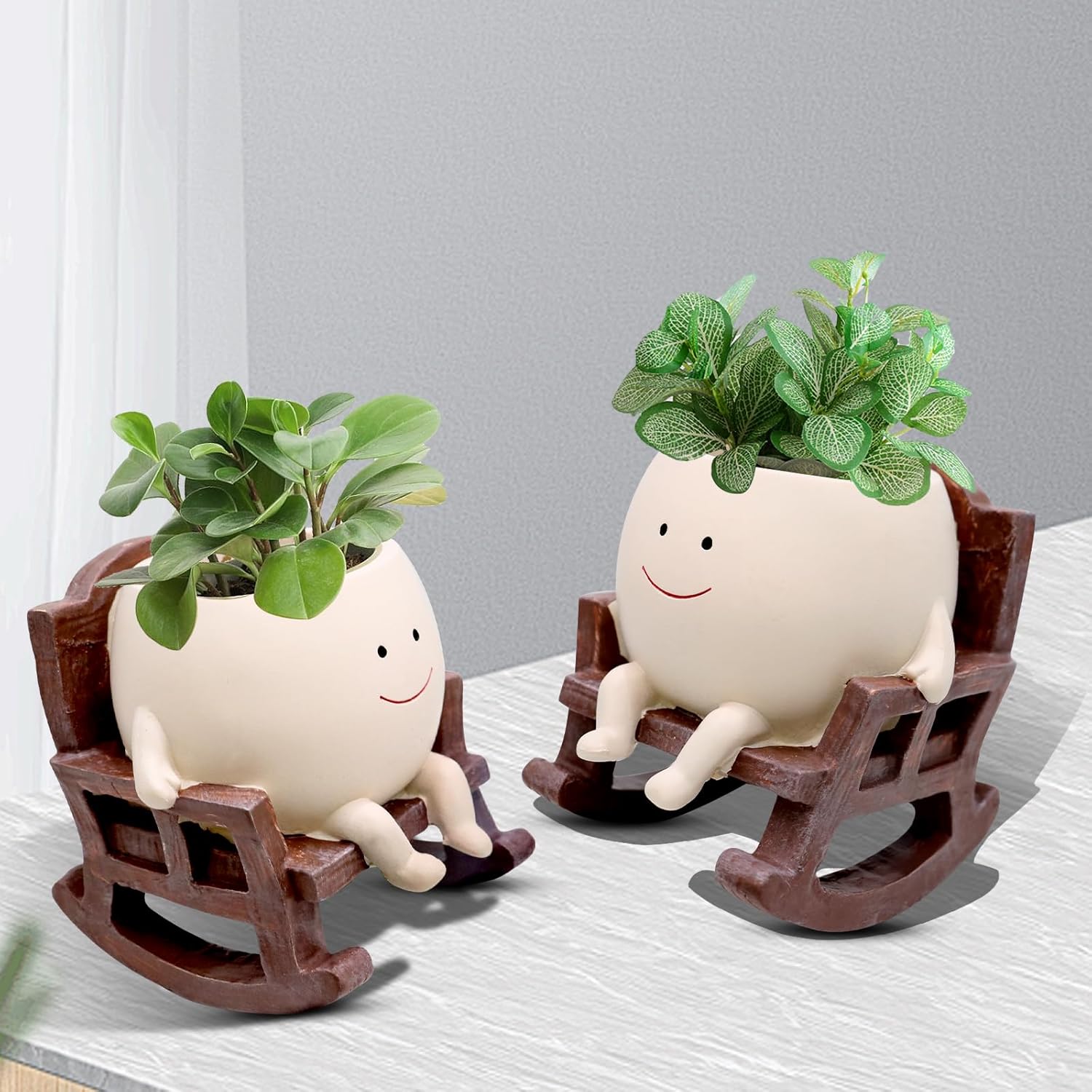 Indoor Outdoor Plants, Unique Sit Rocking Chair Succulent Flower Pots