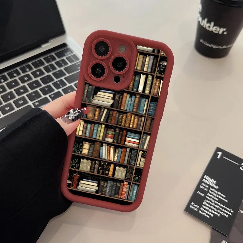 Bookshelf Pattern Soft Shockproof iPhone Case