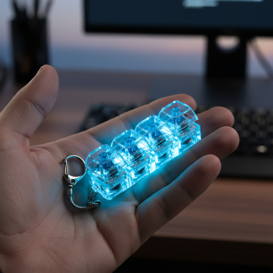 LED Light Click Keychain With Mechanical Button Feel