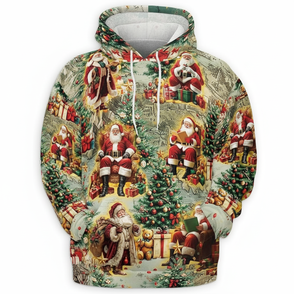 All Over Print Santa Costume Christmas Hoodie with Front Pocket