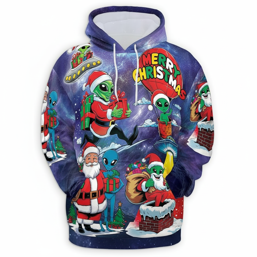 All Over Print Santa Costume Christmas Hoodie with Front Pocket