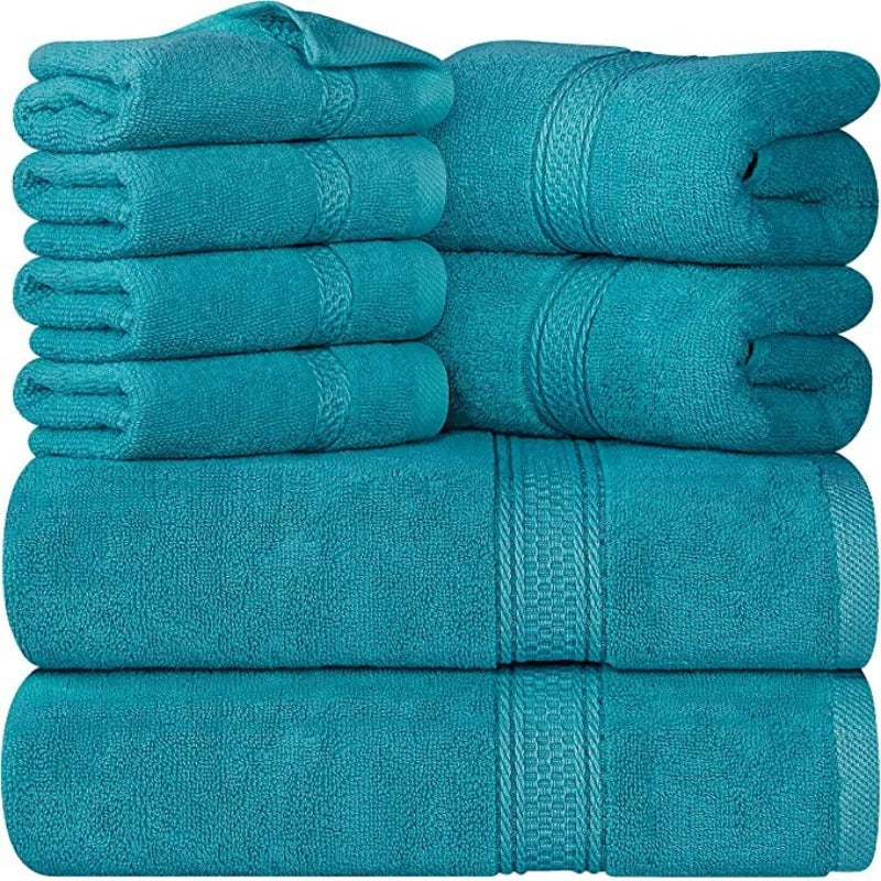 Ring Spun Cotton 8-Piece Towel Set, 2 Bath Towels, 2 Hand Towels, and 4 Wash Cloths, Highly Absorbent Towels for Bathroom, Gym, Hotel, and Spa - Grafton Collection