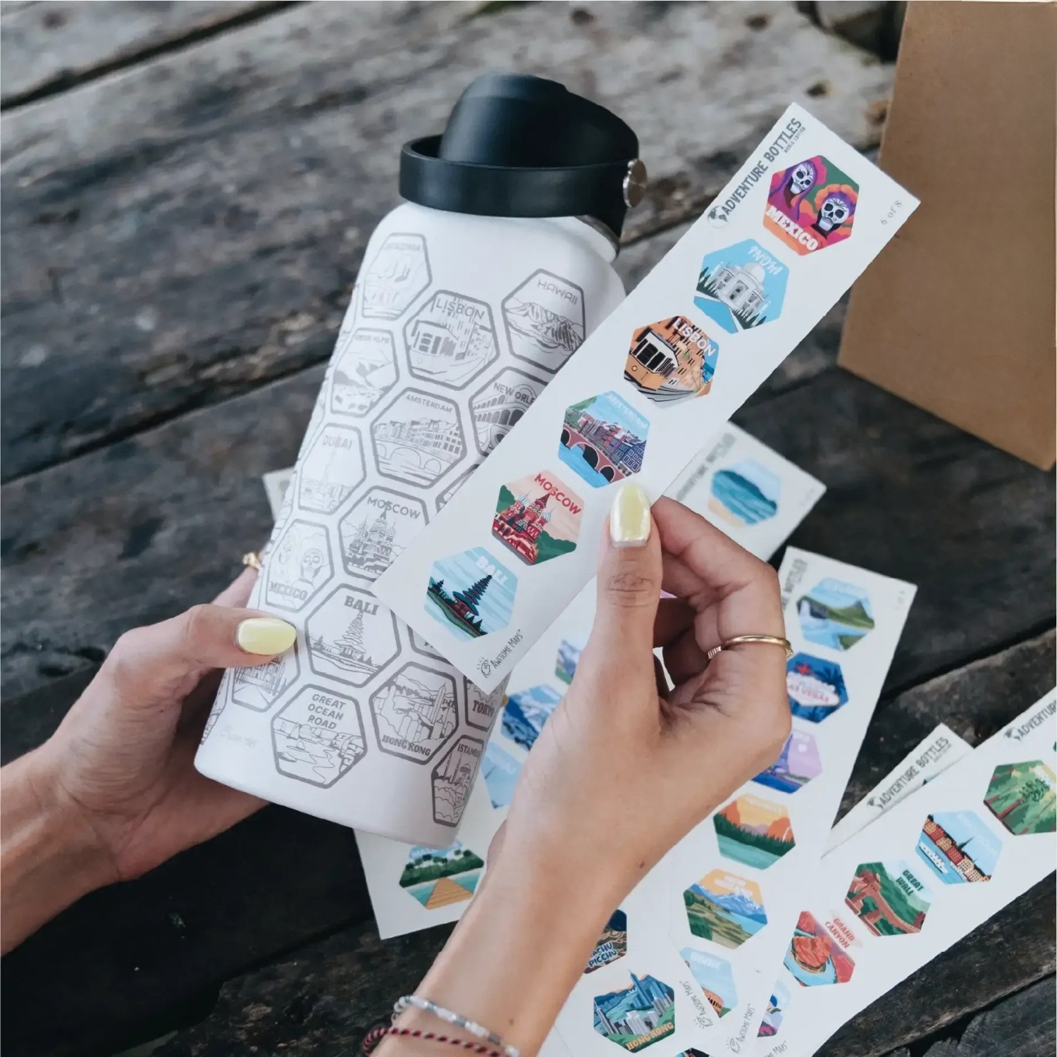 Adventure Travel Bottle With 47 Collectible Destination Stickers