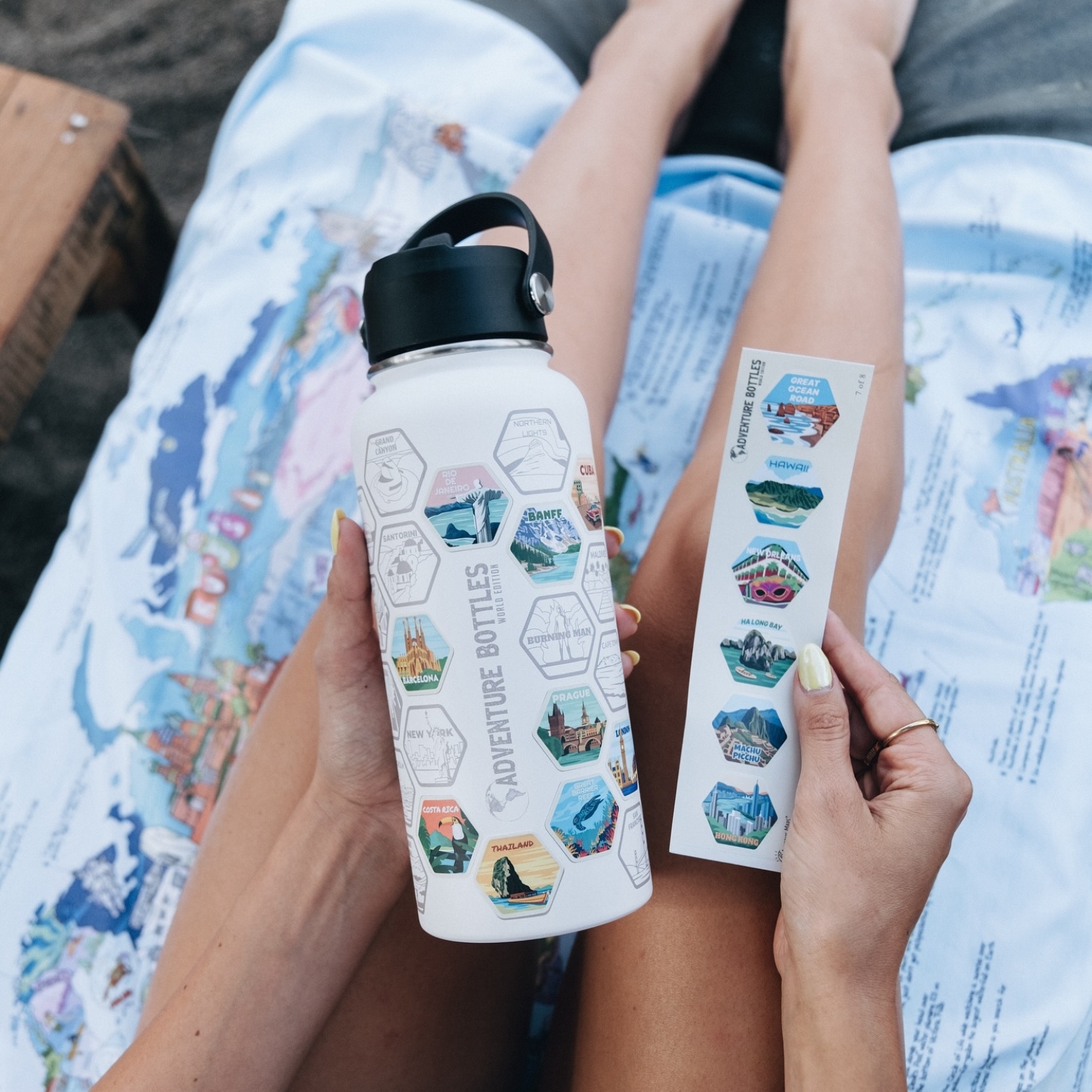 Adventure Travel Bottle With 47 Collectible Destination Stickers