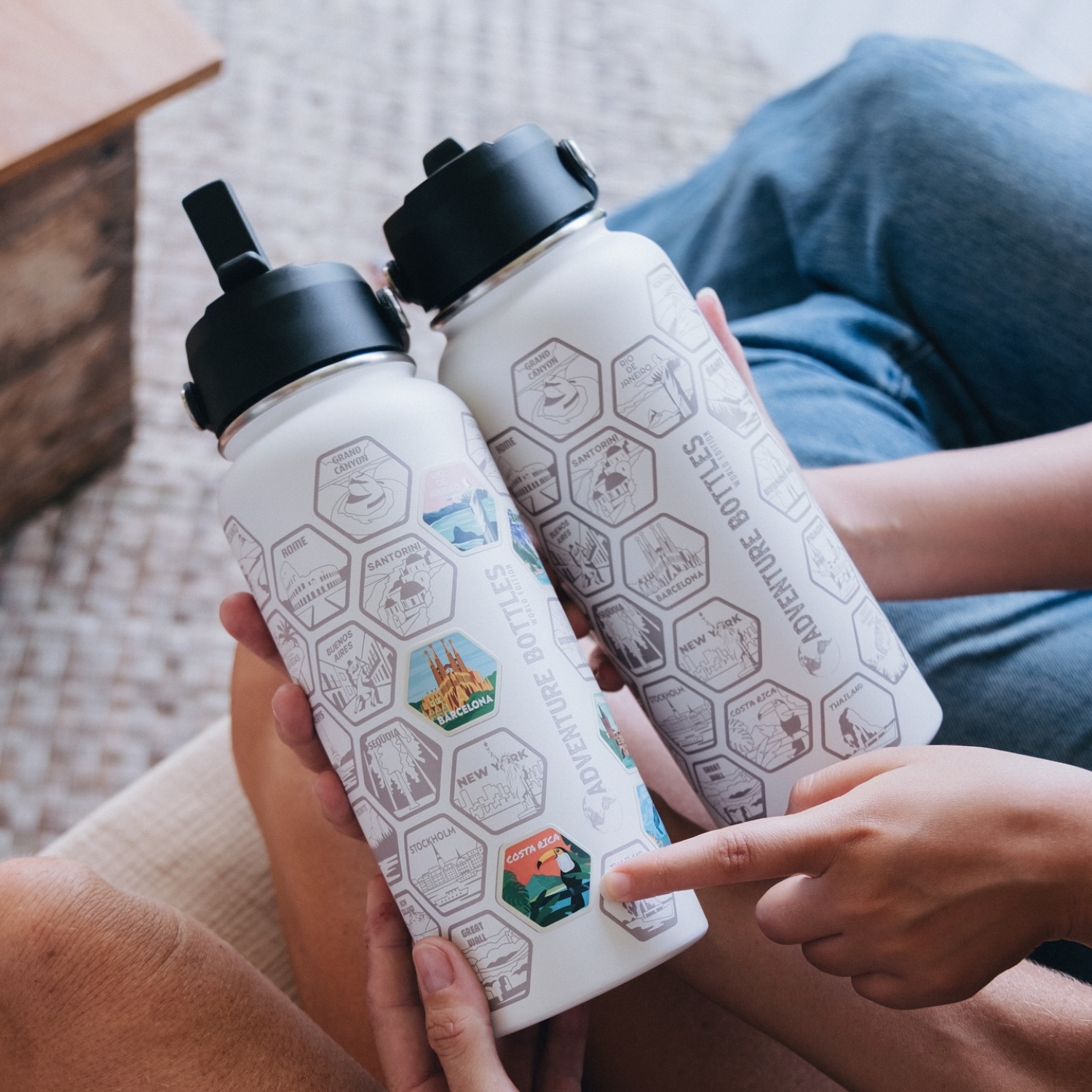 Adventure Travel Bottle With 47 Collectible Destination Stickers