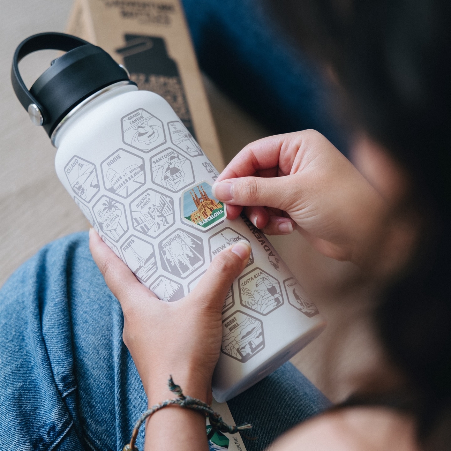 Adventure Travel Bottle With 47 Collectible Destination Stickers