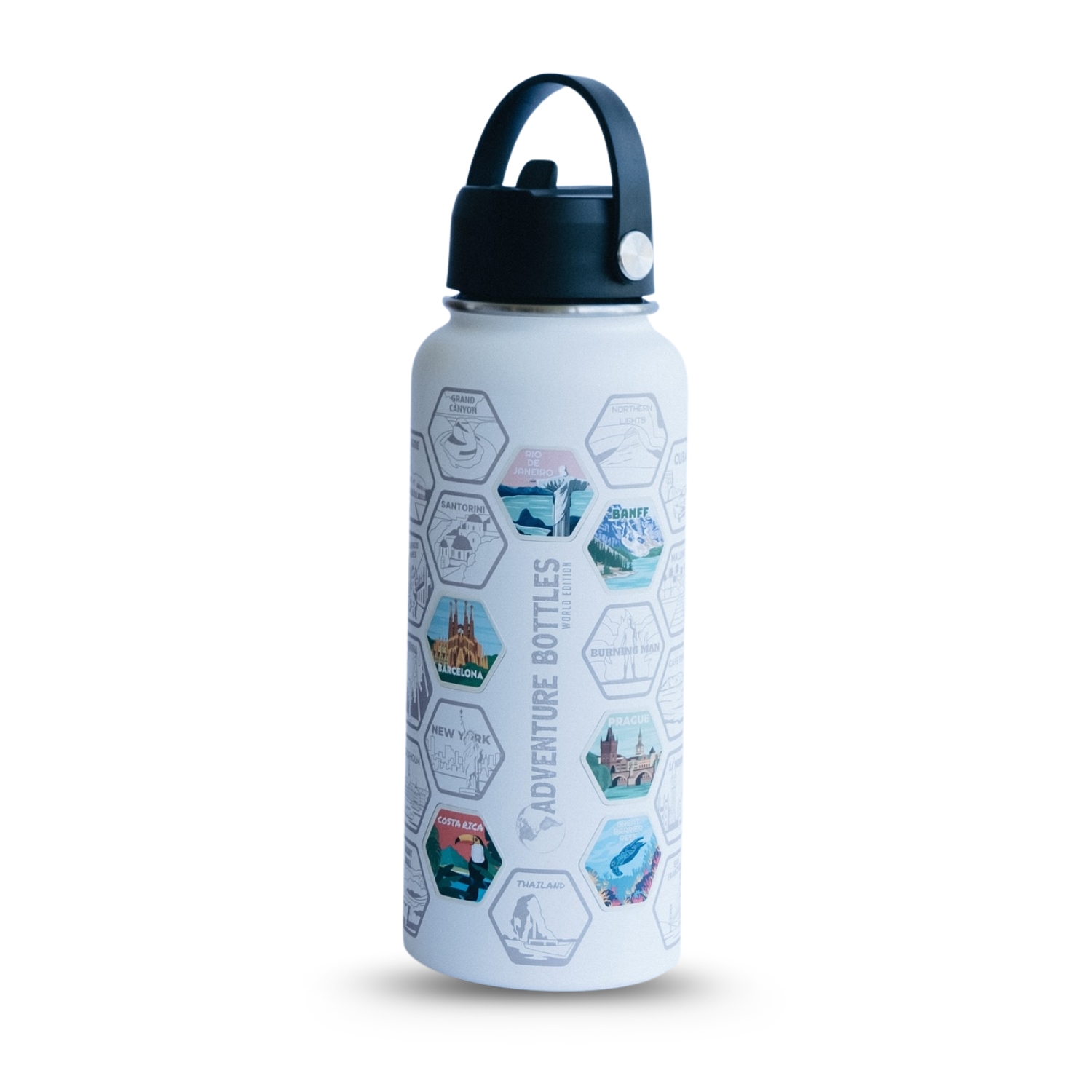 Adventure Travel Bottle With 47 Collectible Destination Stickers