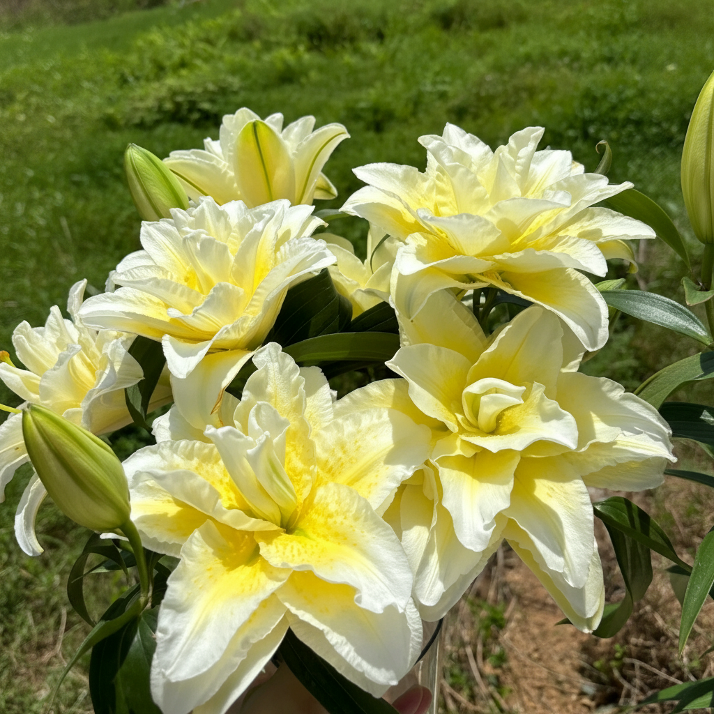 Round Blooming Lily Plants With Elegant Flowers for Garden Display