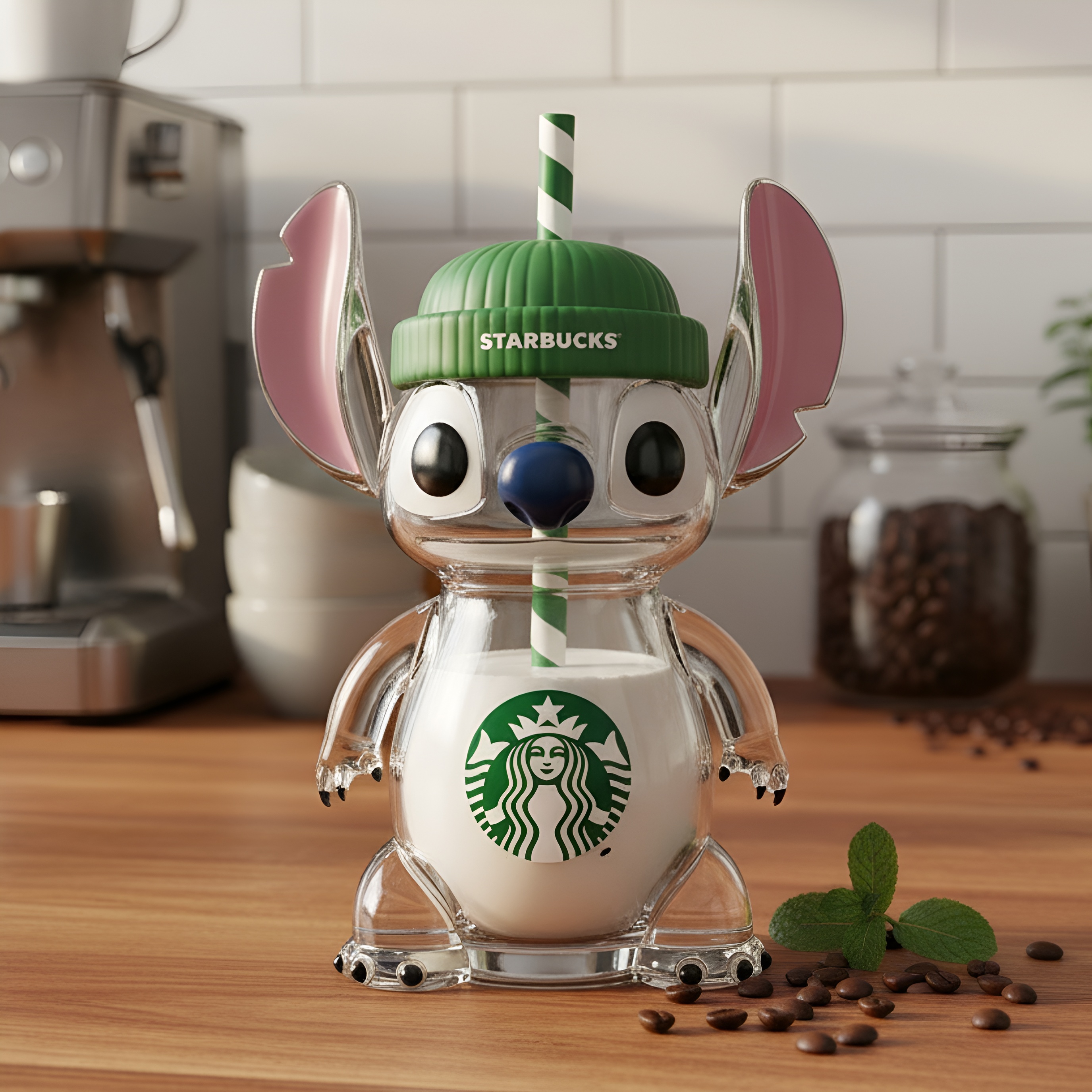 Character Inspired Glass Drinkware With Lid And Straw For Beverages