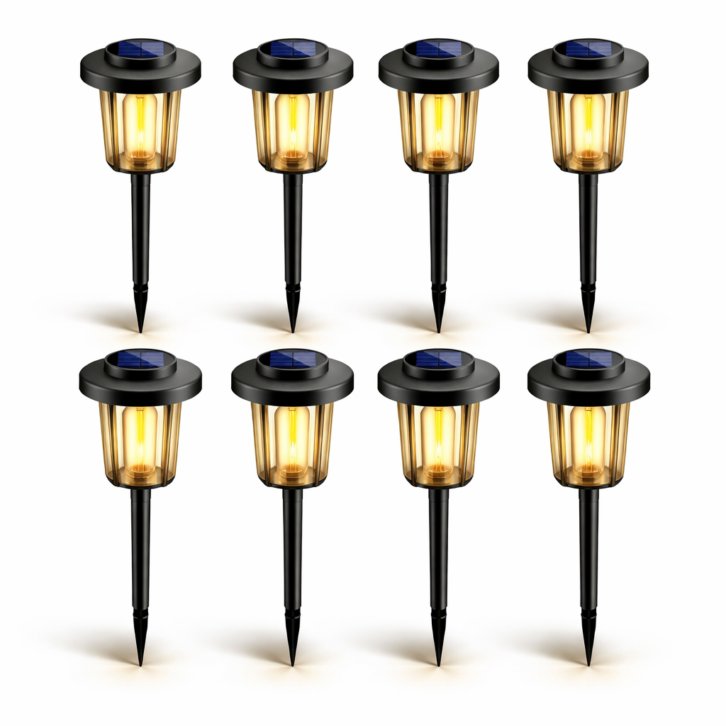 Solar Pathway Lights Outdoor With Warm White LED For Garden And Yard