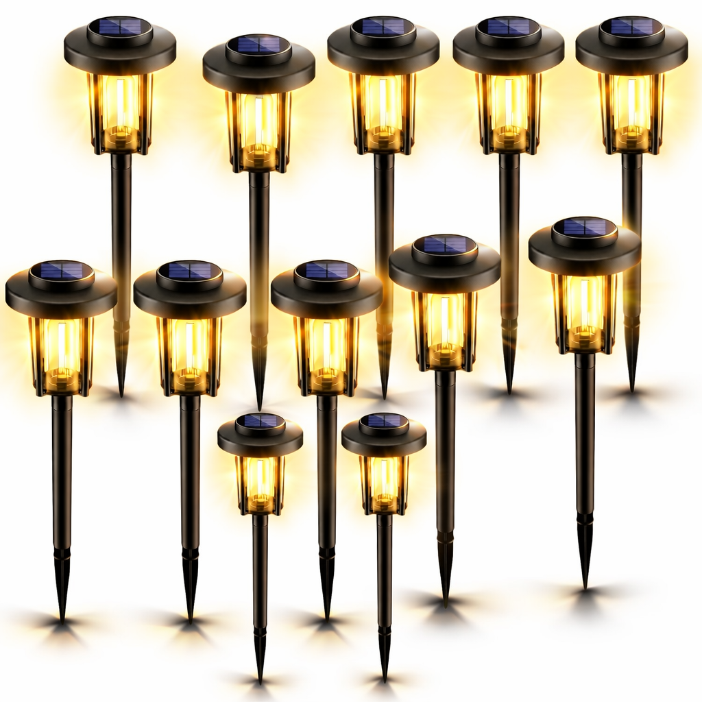 Solar Pathway Lights Outdoor With Warm White LED For Garden And Yard