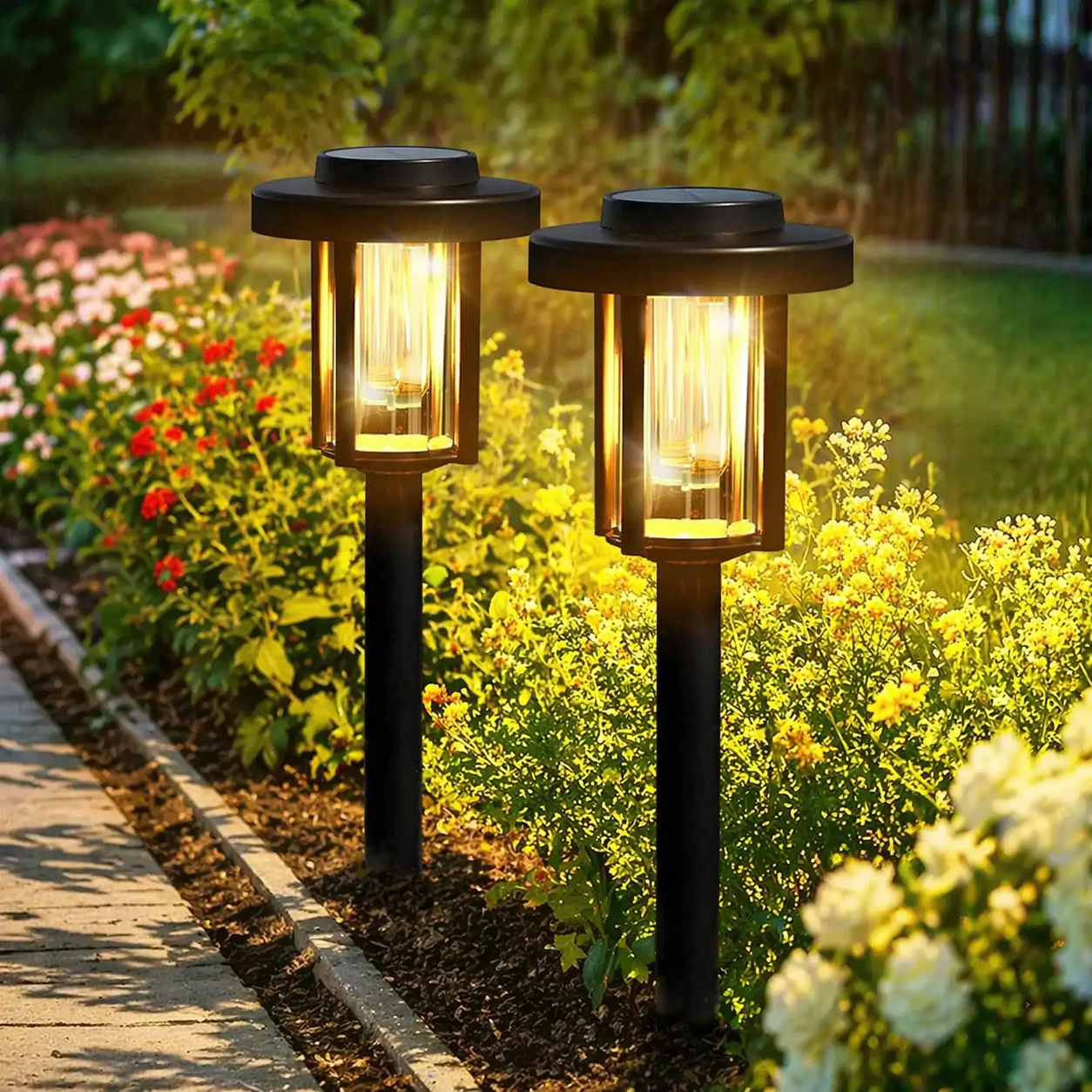 Solar Pathway Lights With Warm White LED For Garden And Yard