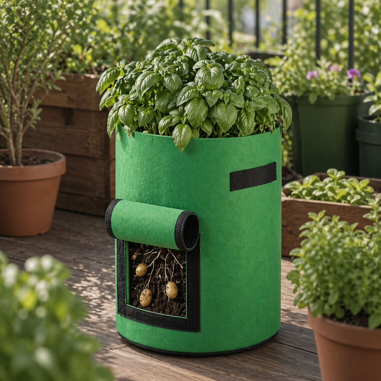 Potato Grow Bags With Handles And Harvest Lids For Vegetables