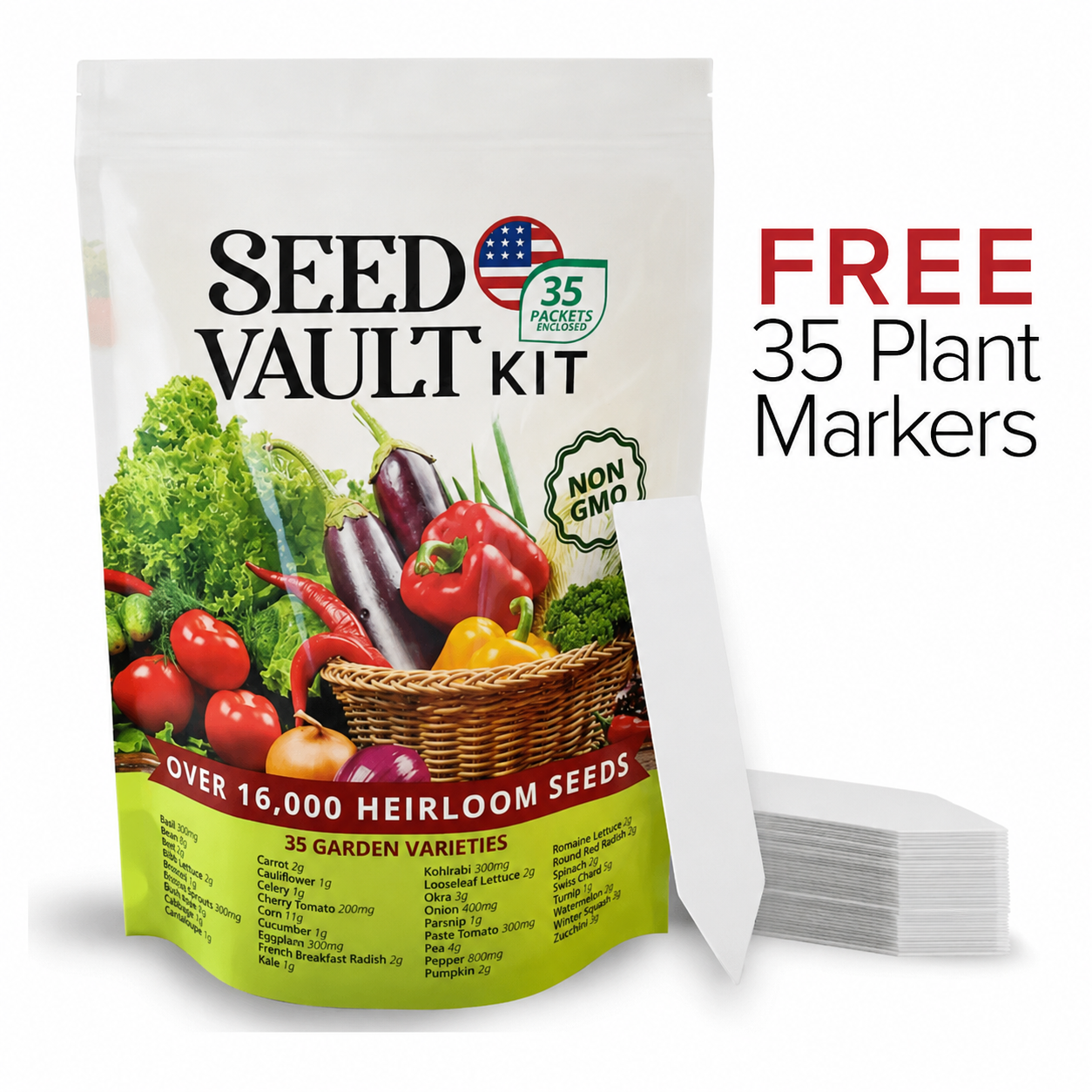 35 Varieties Heirloom Vegetable Seed Mix For Home Garden