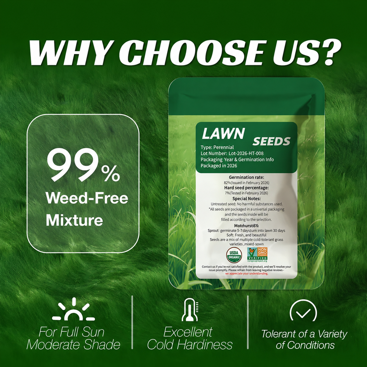 High Germination Grass Seeds For Lawns