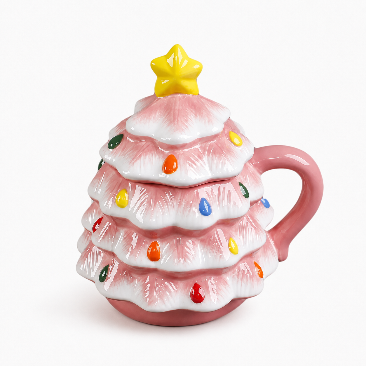 Christmas Holiday Tree 18oz Ceramic Coffee Drinkware Mug With Lid 