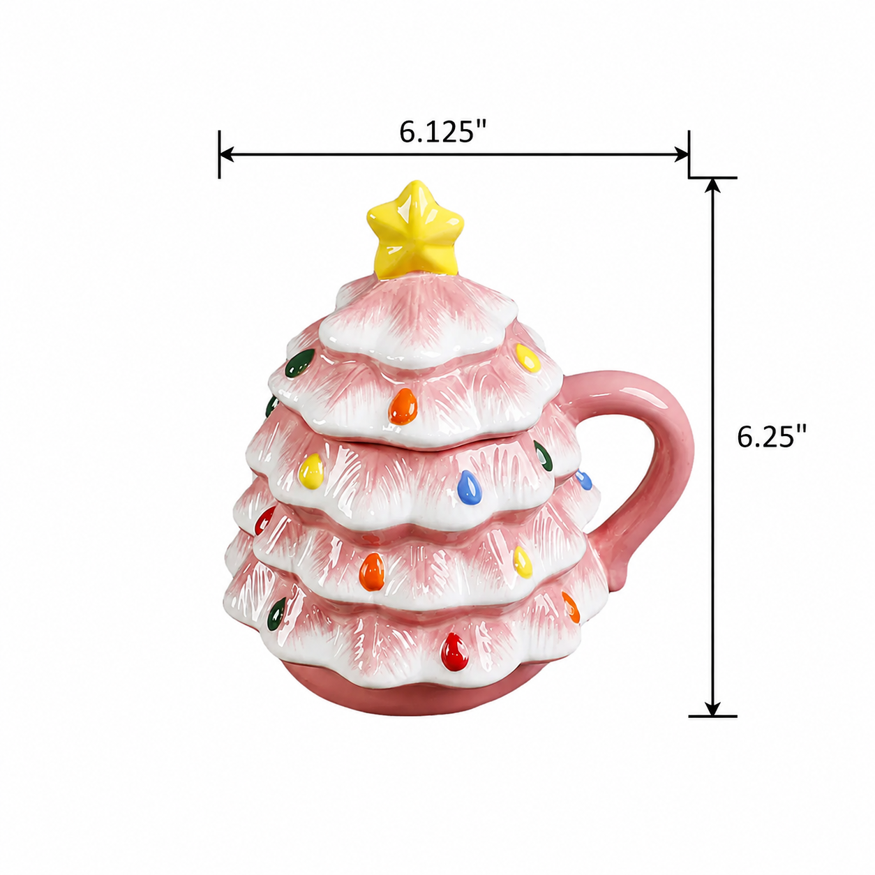 Christmas Holiday Tree 18oz Ceramic Coffee Drinkware Mug With Lid 