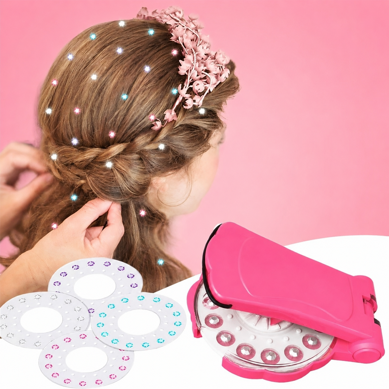 Hair Sparkle Applicator Tool With Refillable Decoration Discs
