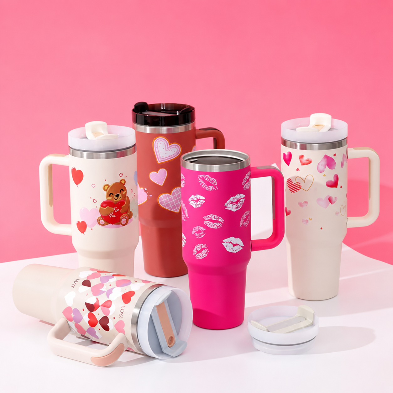 40oz Stainless Steel Insulated Spill Proof Tumbler With Handle And Straw  