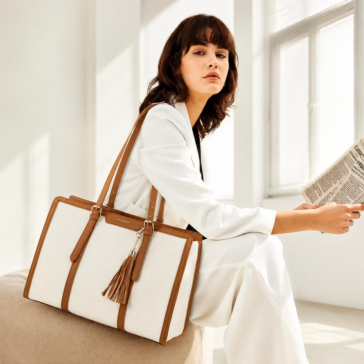 Casual Canvas Lightweight Large Capacity Laptop Tote Bag For Women