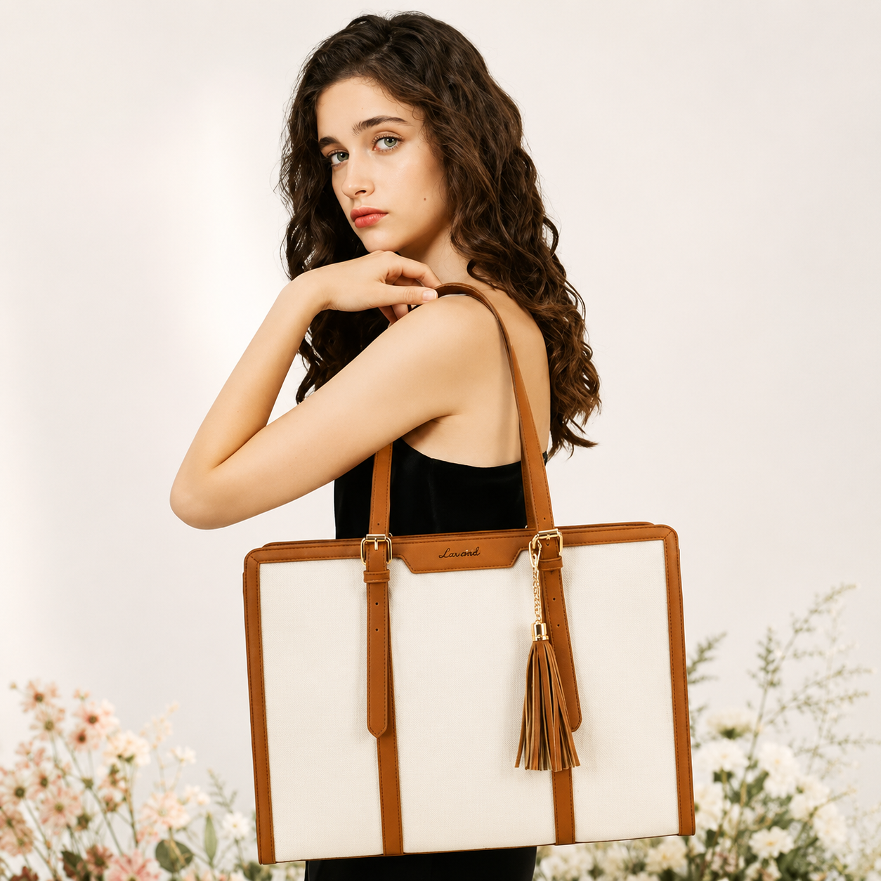 Casual Canvas Lightweight Large Capacity Laptop Tote Bag For Women