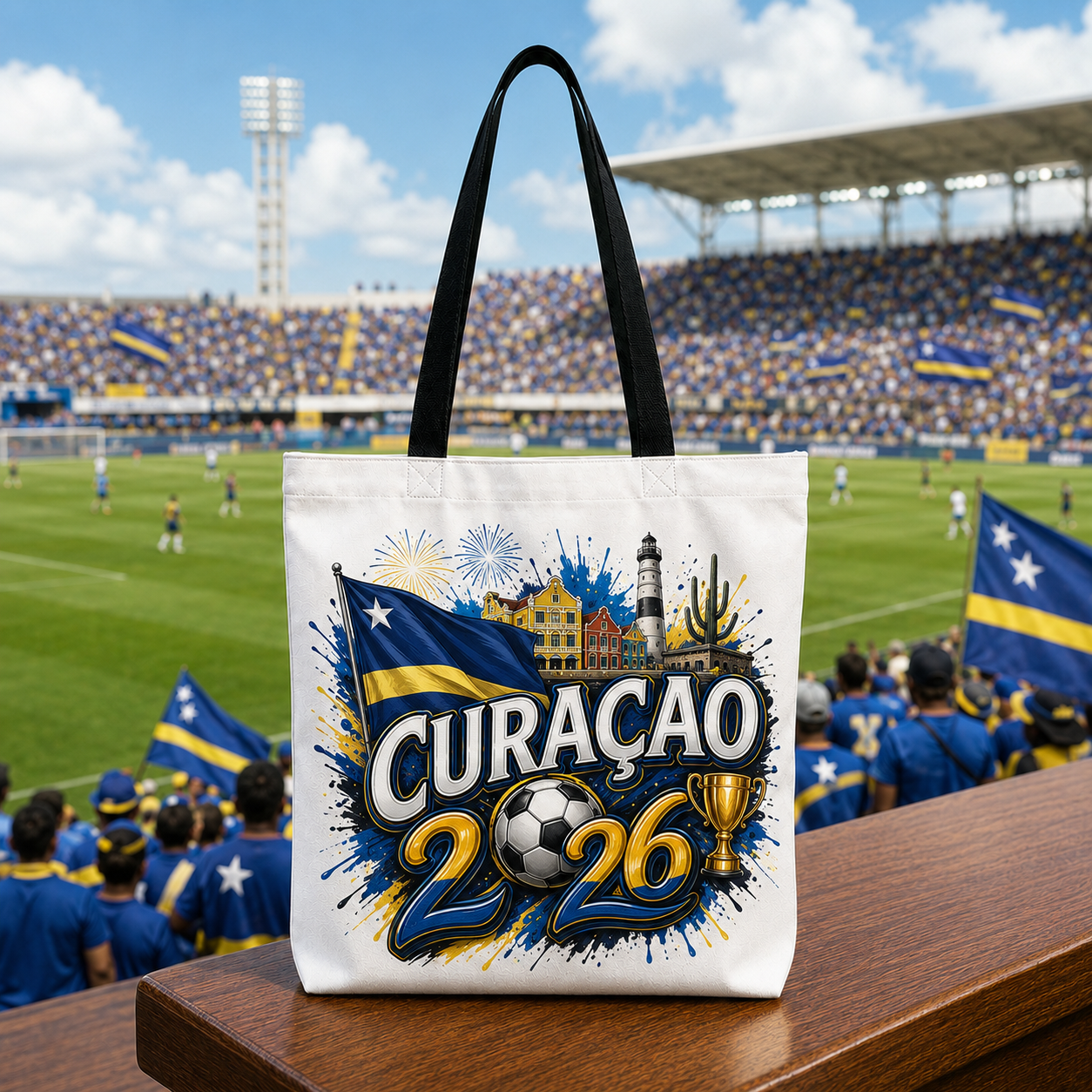 World Cup 2026 Curaçao Graphic Printed Football Supporter Tote Bag