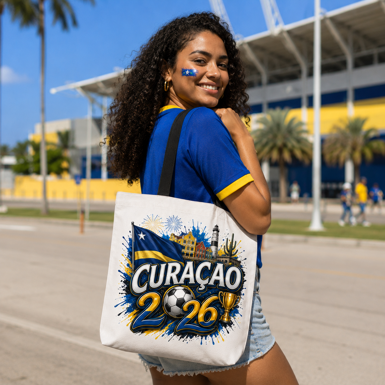 World Cup 2026 Curaçao Graphic Printed Football Supporter Tote Bag