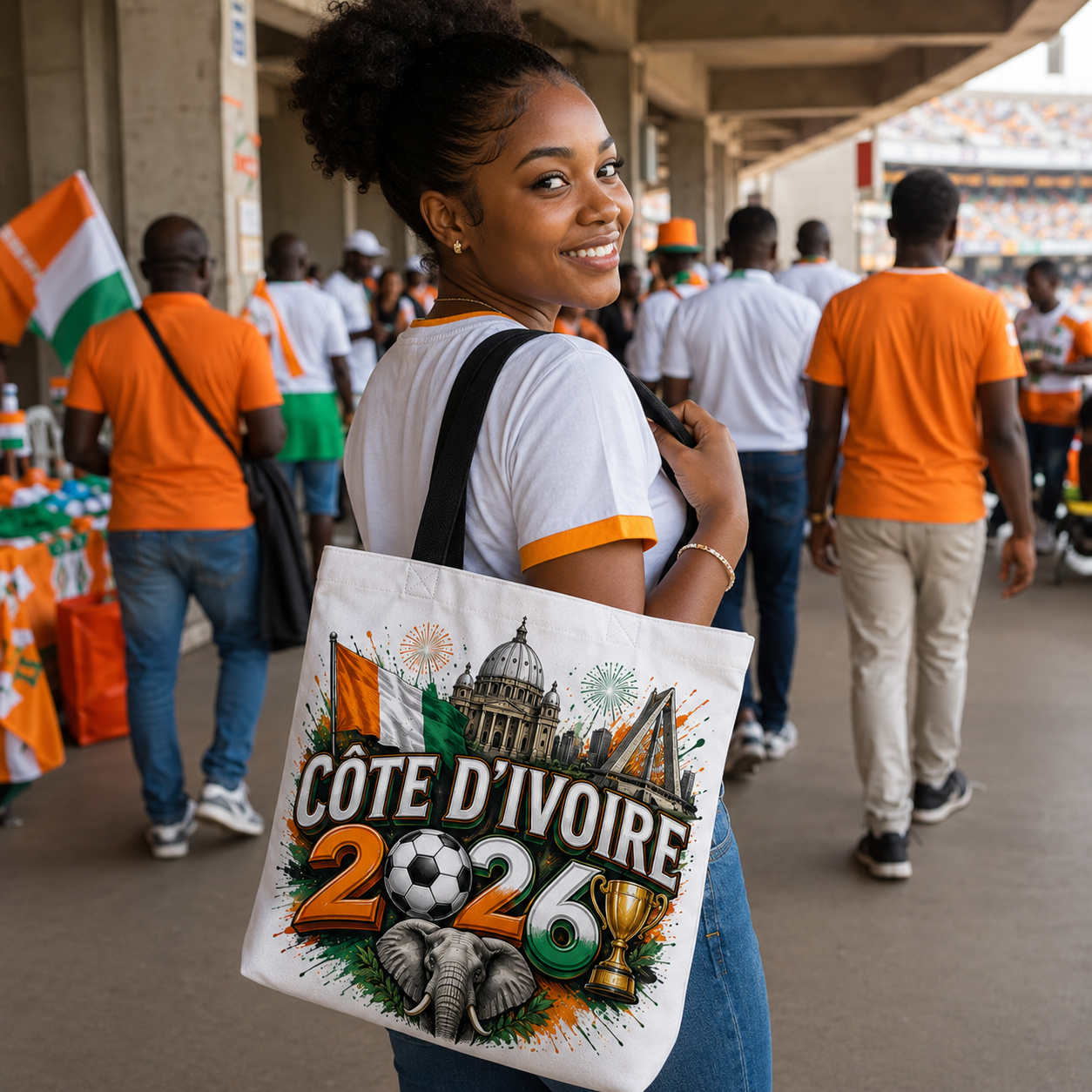 World Cup 2026 Côte d'Ivoire Graphic Printed Football Supporter Tote Bag