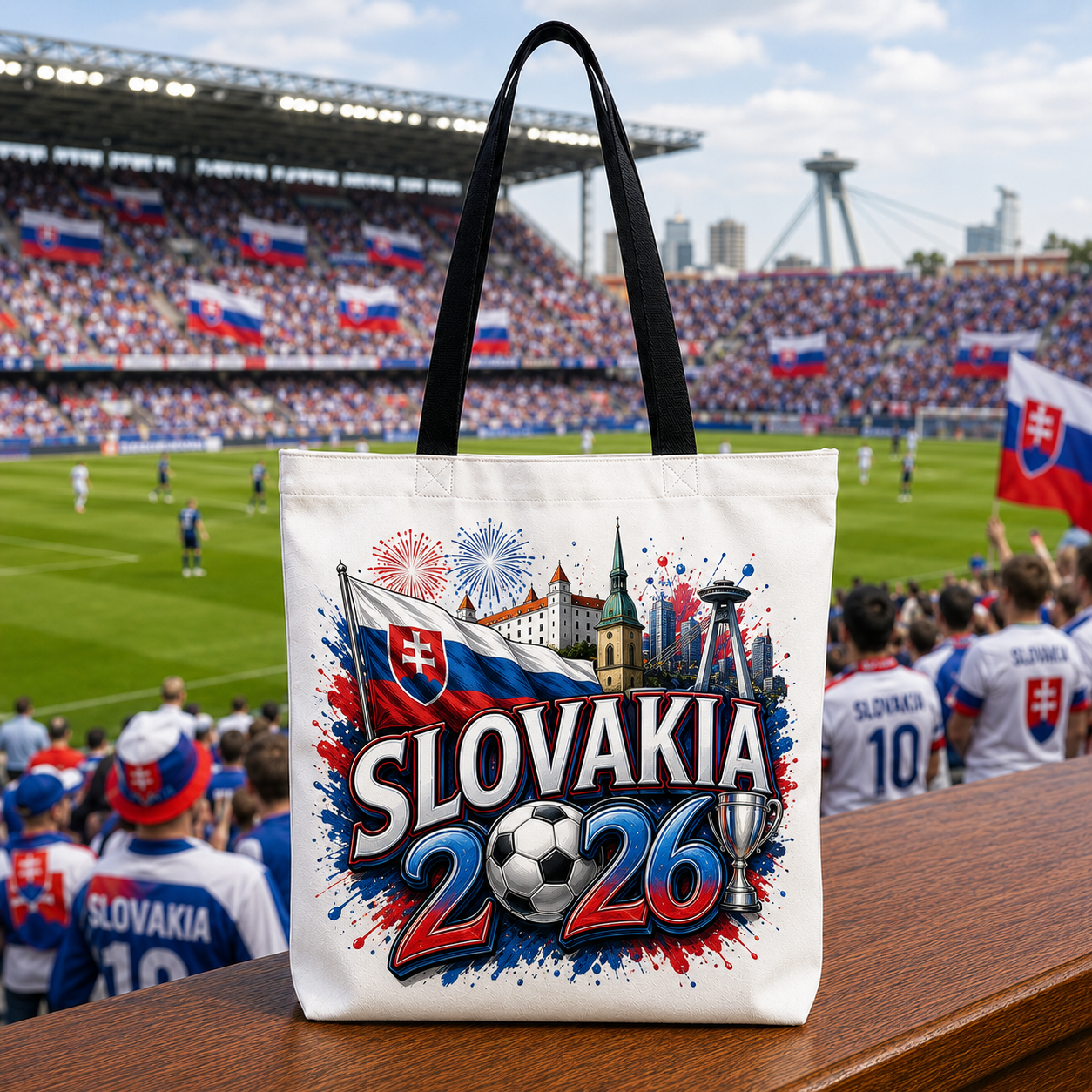 World Cup 2026 Slovakia Graphic Printed Football Supporter Tote Bag