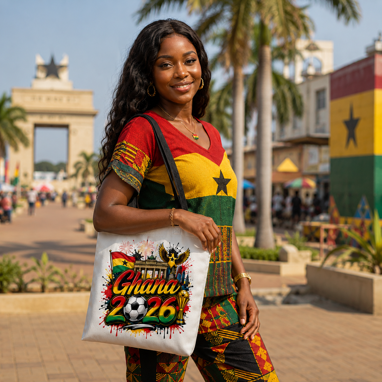 World Cup 2026 Ghana Graphic Printed Football Supporter Tote Bag