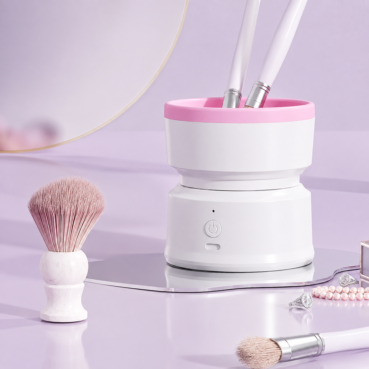 One Piece Rechargeable Makeup Brush Cleaning Machine With Silicone