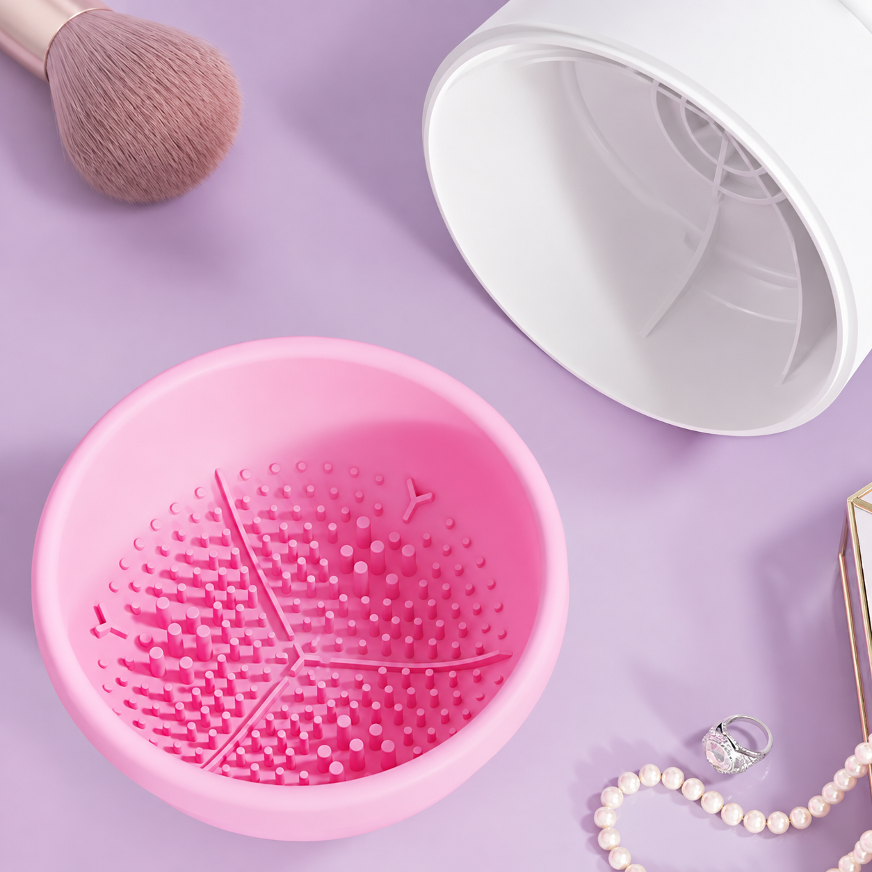 One Piece Rechargeable Makeup Brush Cleaning Machine With Silicone