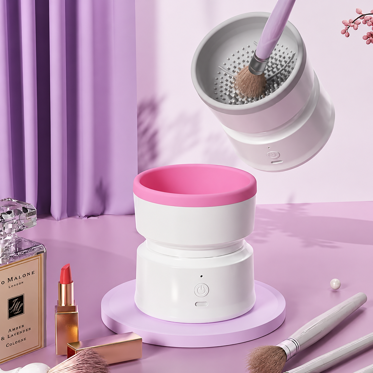 One Piece Rechargeable Makeup Brush Cleaning Machine With Silicone