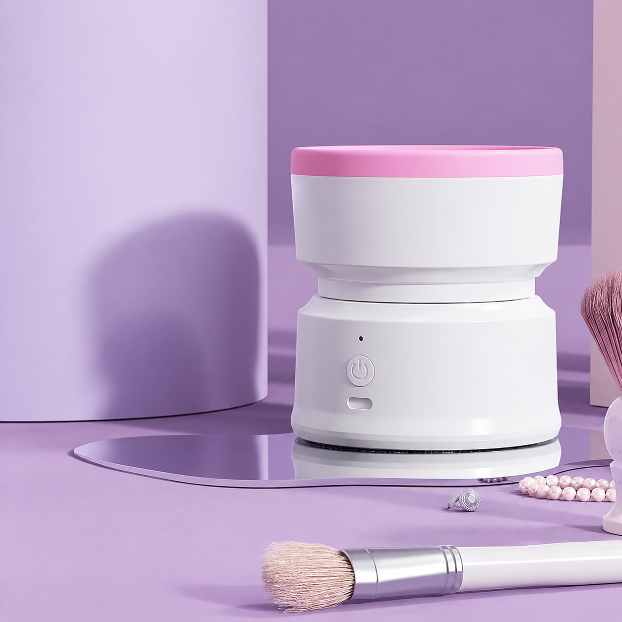 One Piece Rechargeable Makeup Brush Cleaning Machine With Silicone