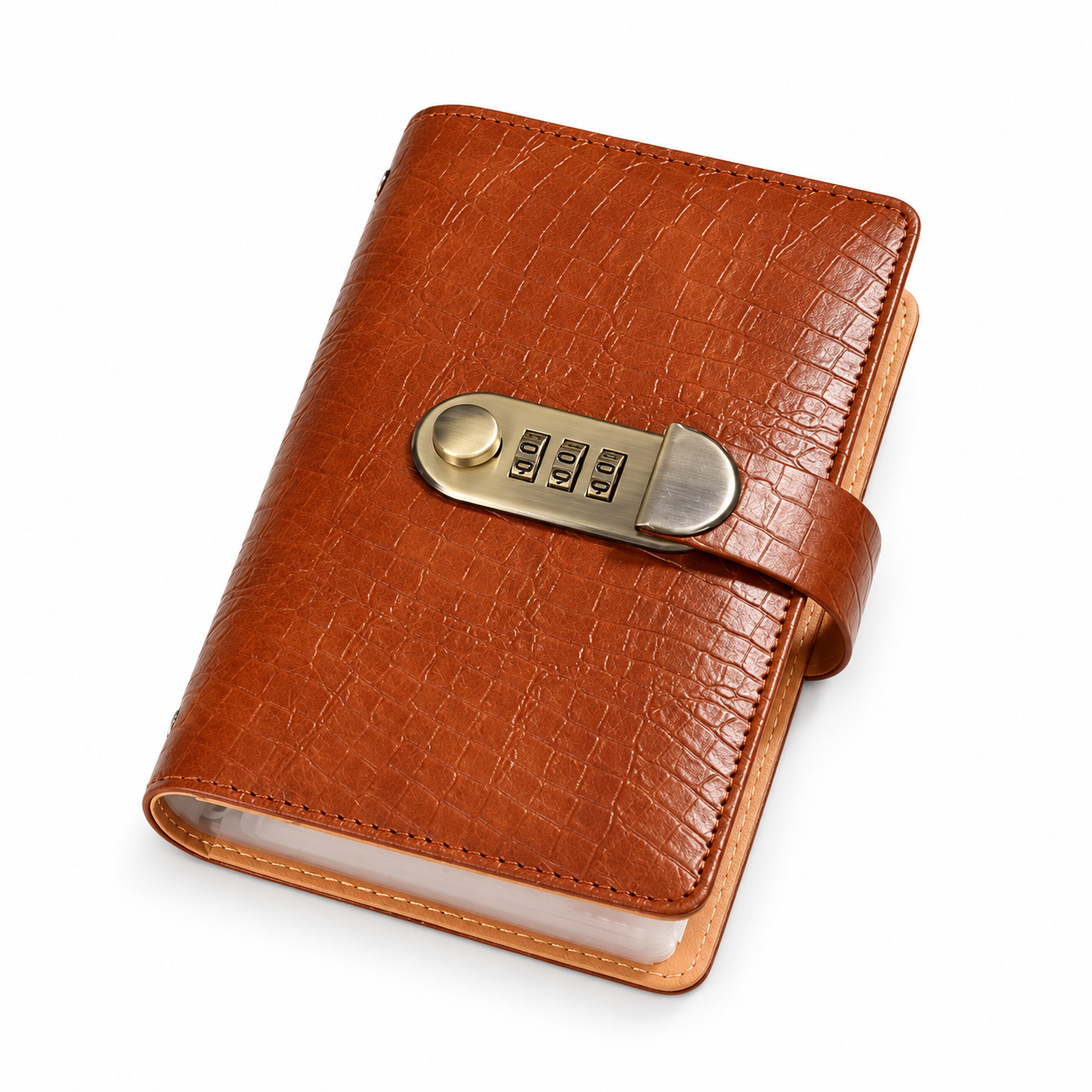 Leather Savings Binder With Resettable 3 Digit Lock
