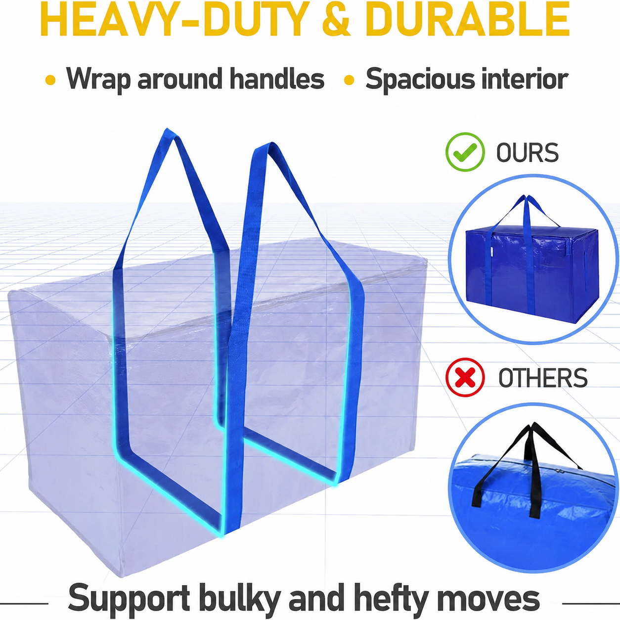 Large Heavy Duty Foldable Moving Bags With Carrying Handles