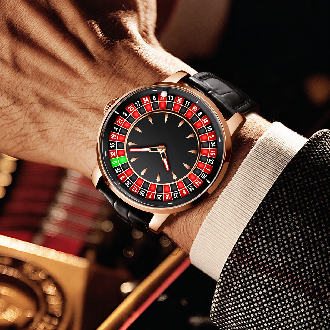 Roulette Style Novelty Watch With Rotating Dial Design