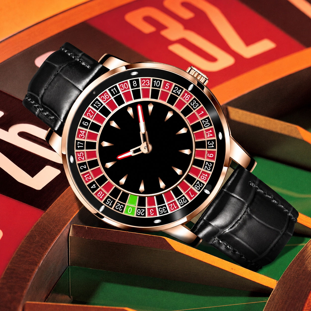 Roulette Style Novelty Watch With Rotating Dial Design