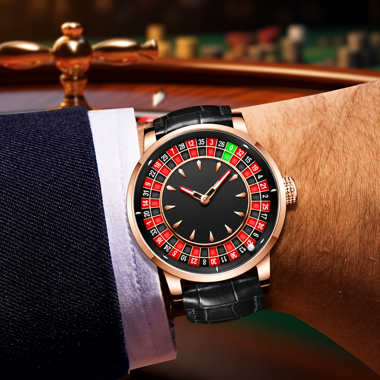 Roulette Style Novelty Watch With Rotating Dial Design