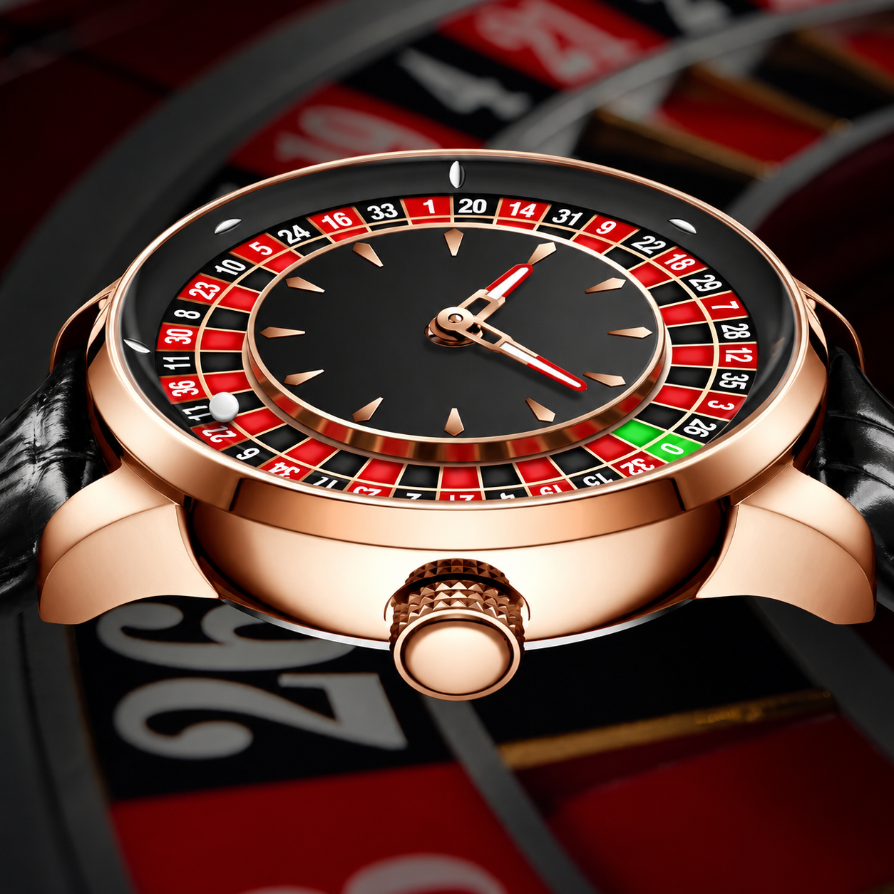 Roulette Style Novelty Watch With Rotating Dial Design