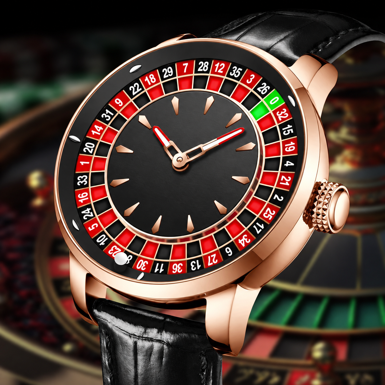 Roulette Style Novelty Watch With Rotating Dial Design