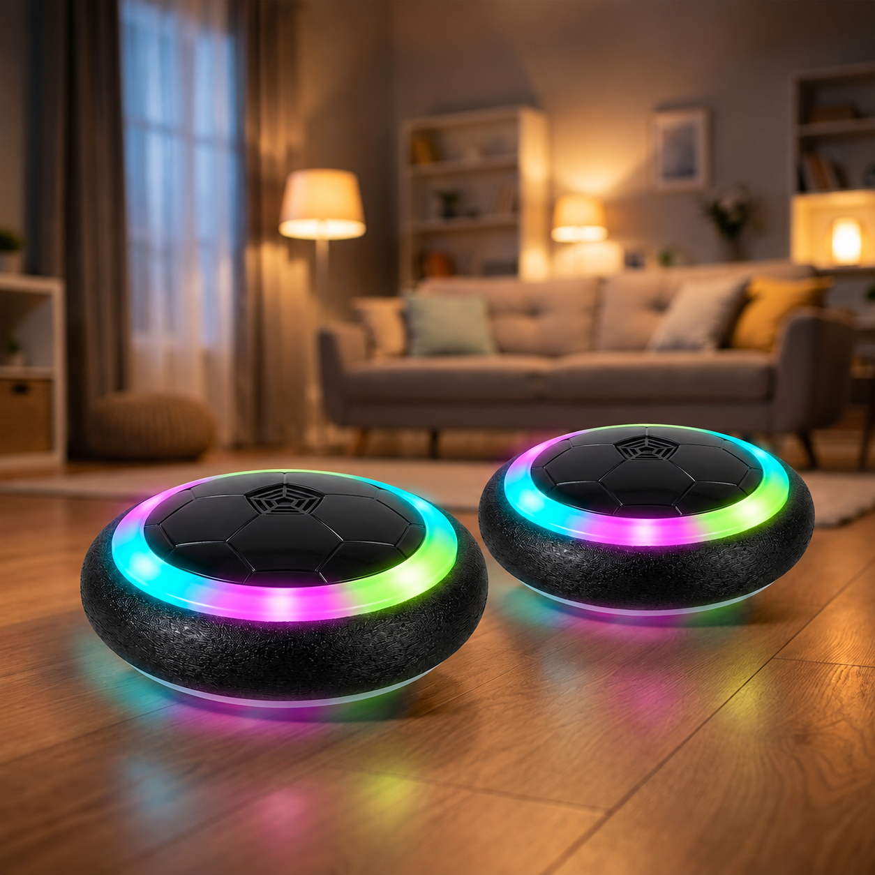 Air Powered Soccer Ball With 2 Hover Balls And Bright LED Lights